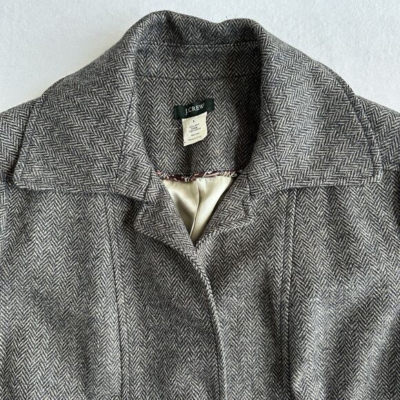 J.Crew + Robert Noble Scotland Blazer Gray Herringbone Womens Sz 6 - Picture 2 of 10